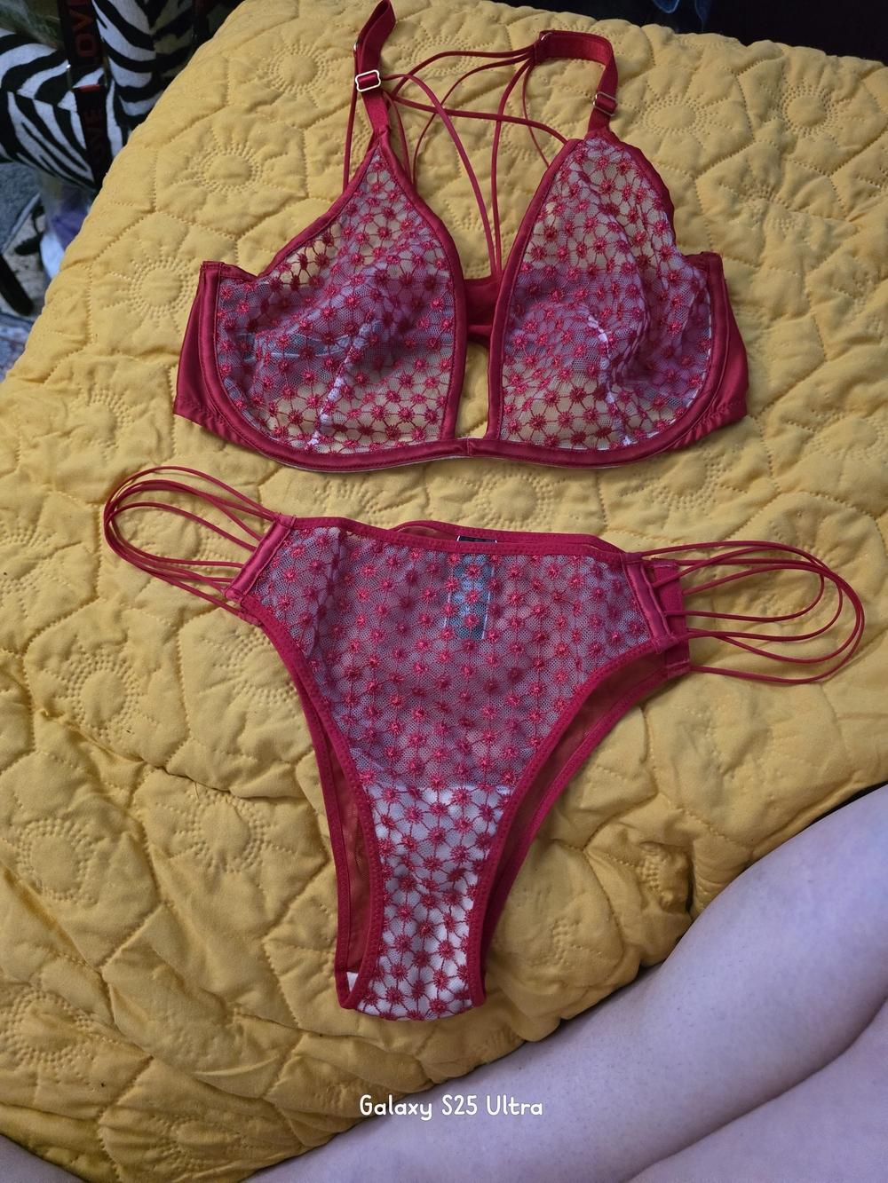 Victoria's Secret Red Lace Strappy Bikini Set